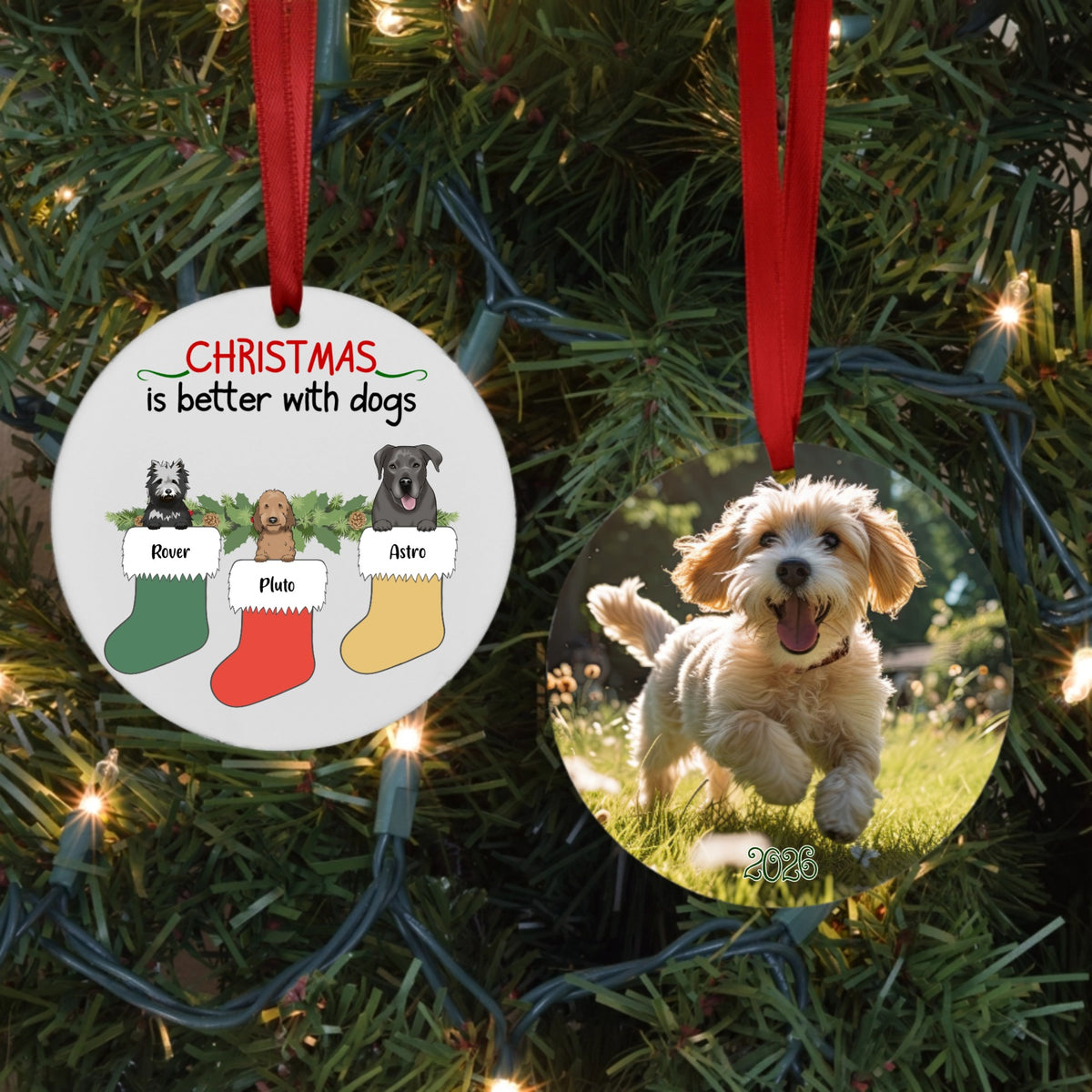 Christmas is Better with Dogs Porcelain Ornament