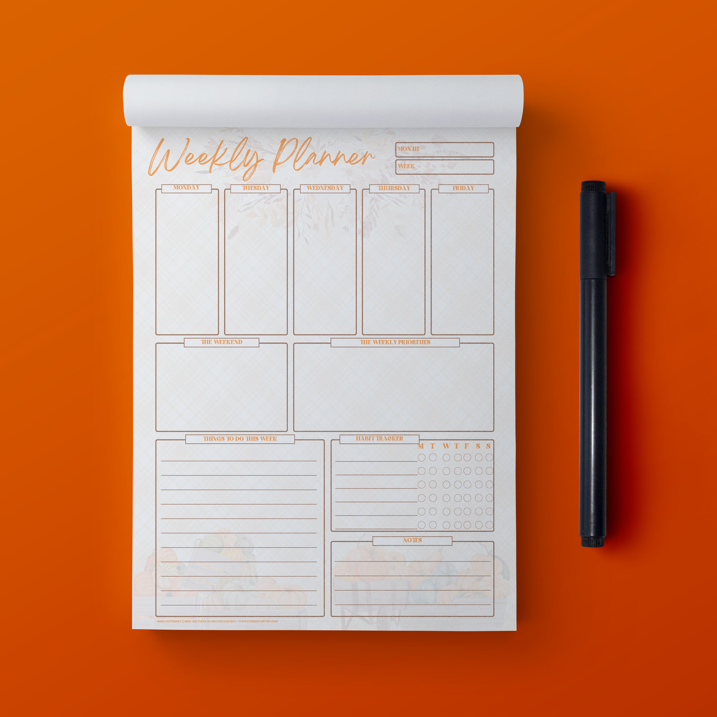 Autumn Weekly Planner Checklist Pad