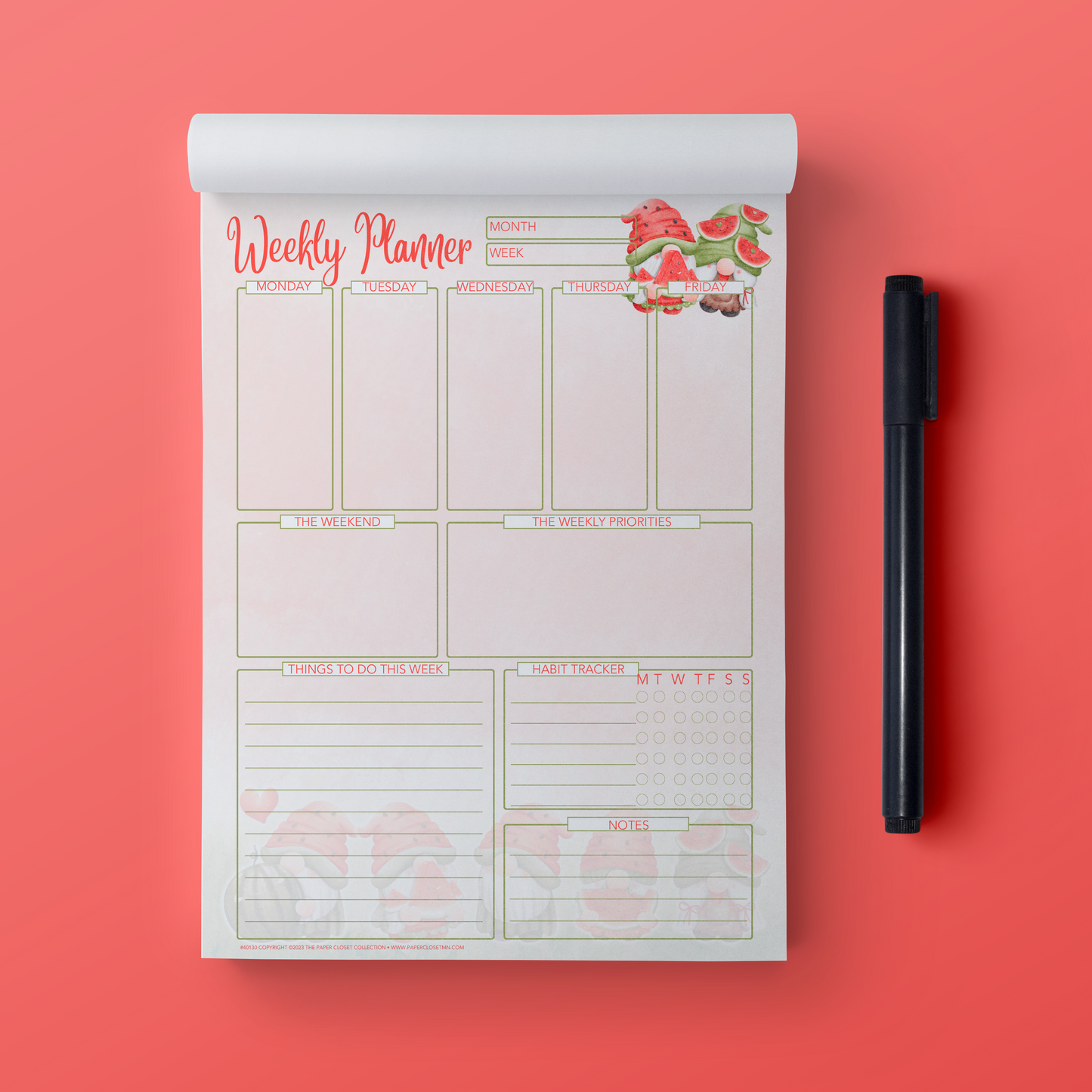 Summer Gnomes Weekly Planner Pad