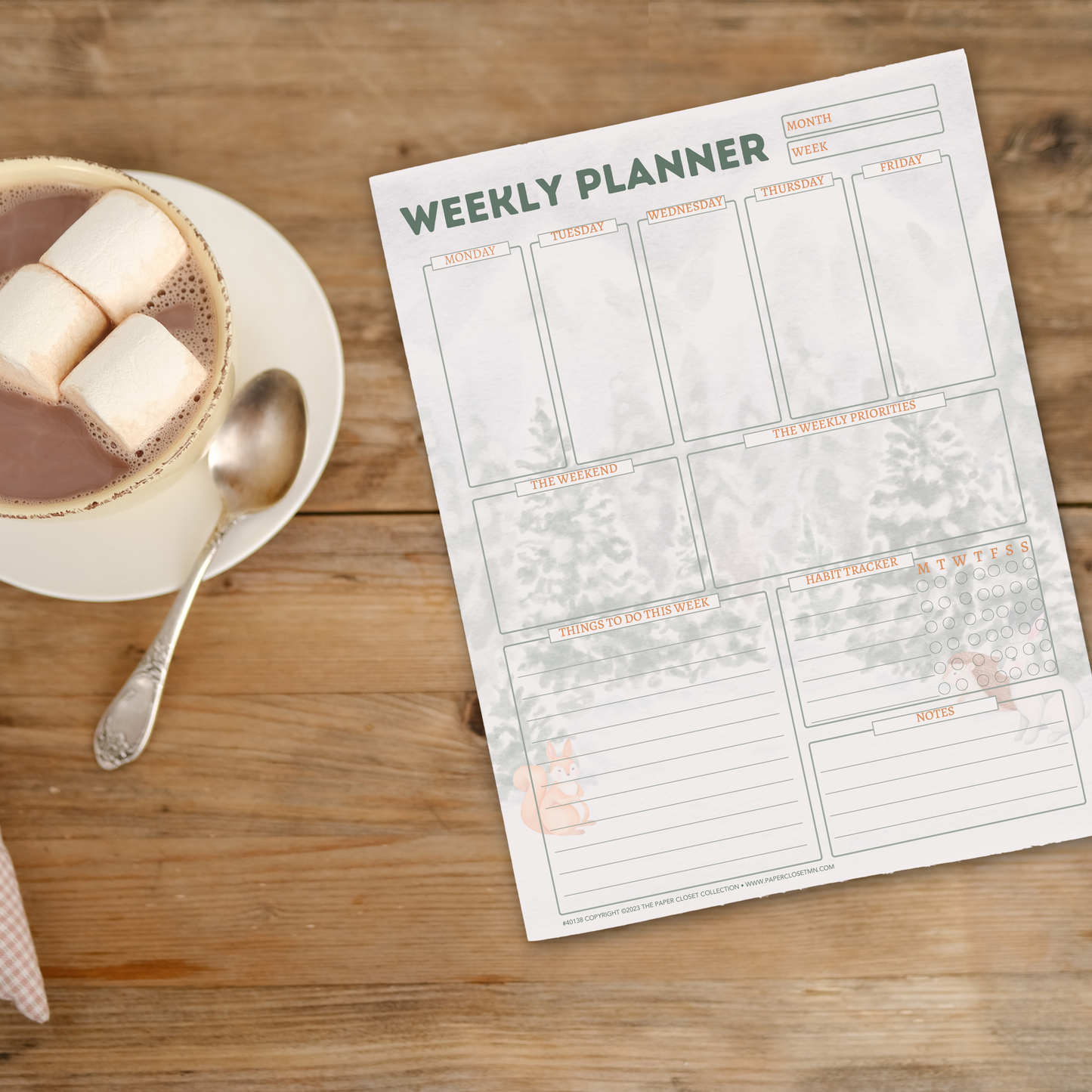 Winter Woodlands Weekly Planner Pad
