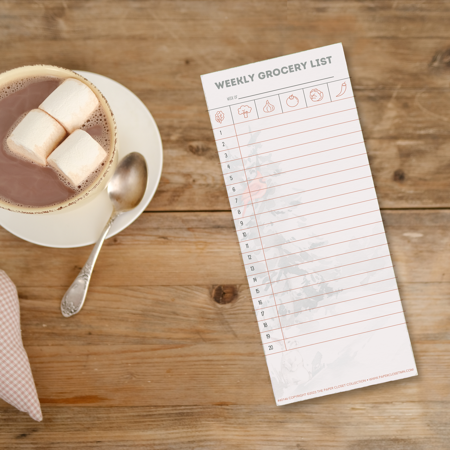 Winter Woodland Grocery List Notepad