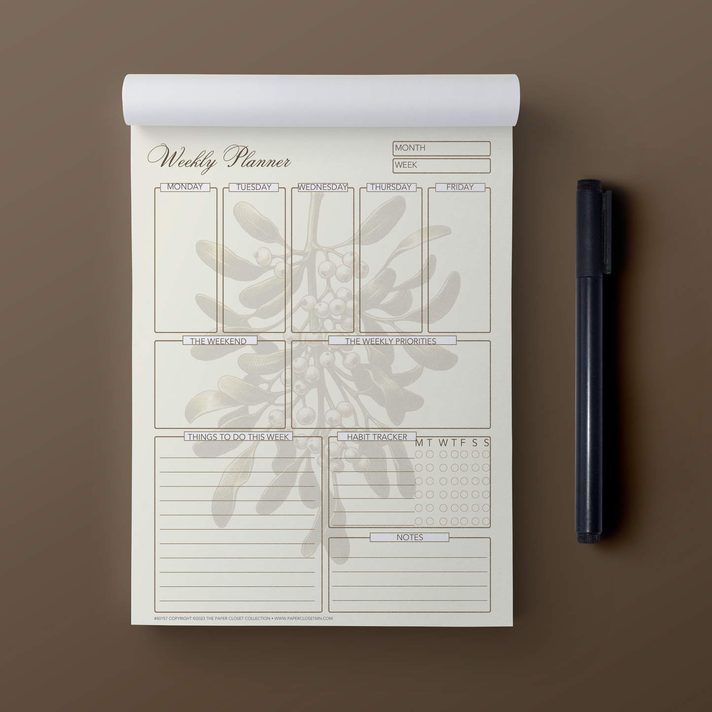 Winter Florals Weekly Planner Note Pad
