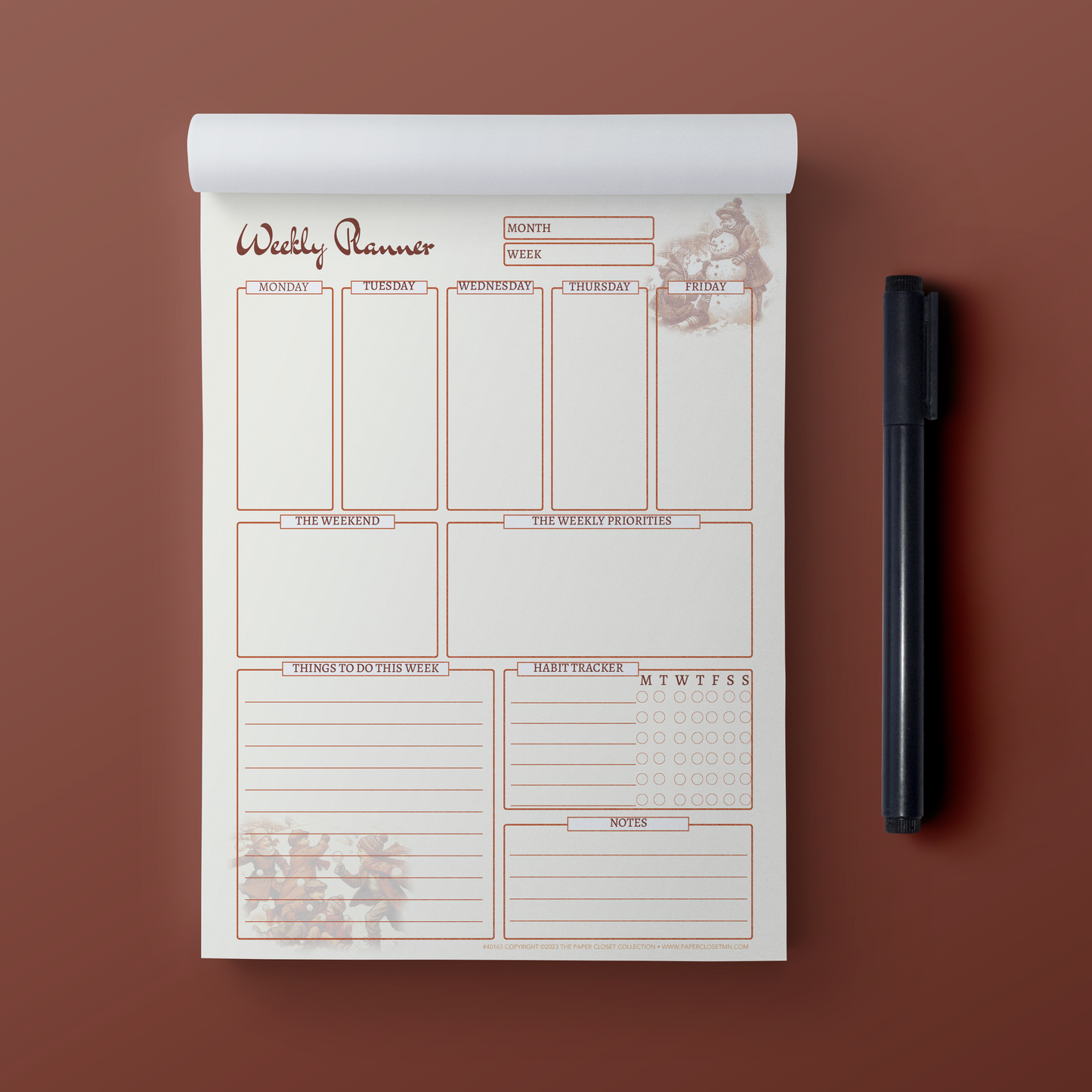 Midwest Winter Weekly Planner Note Pad