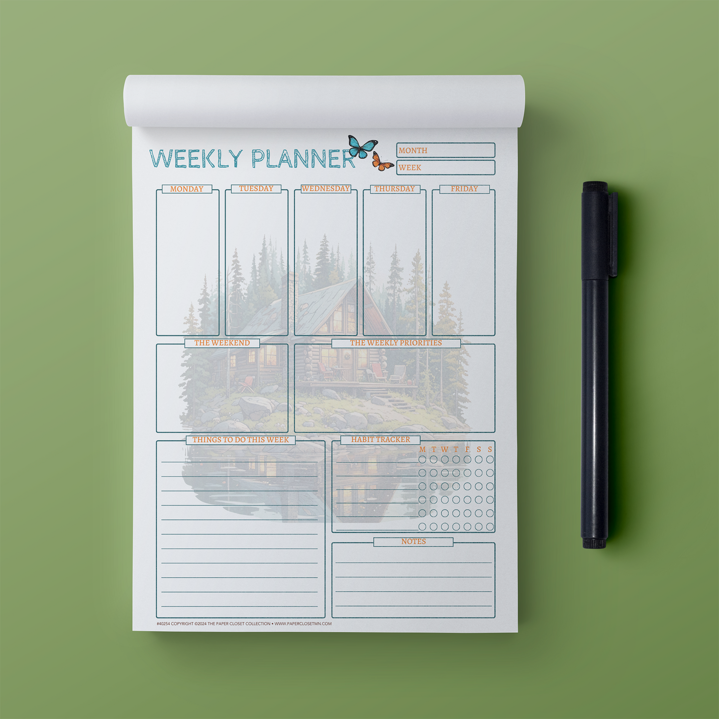 Summer Cabins Weekly Planner Pad