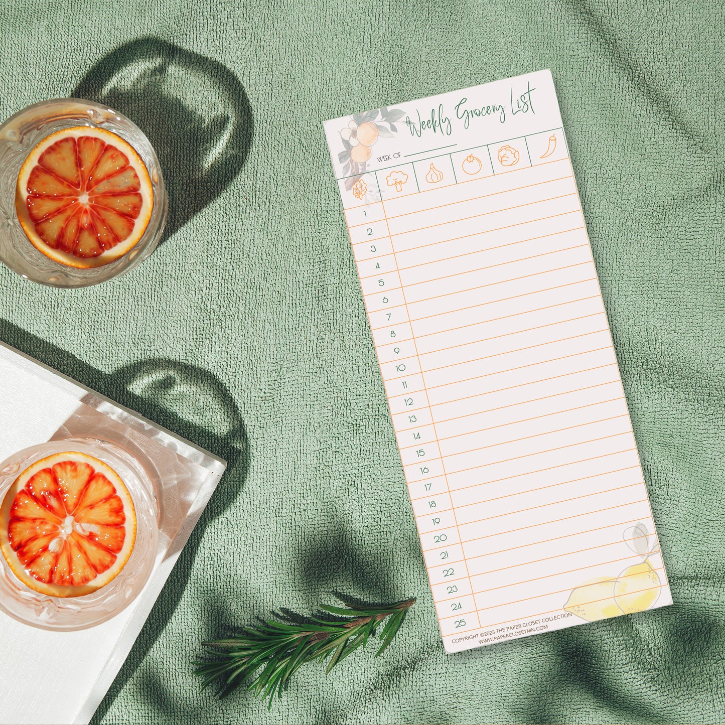 Orange Blossoms Weekly Grocery Notepad