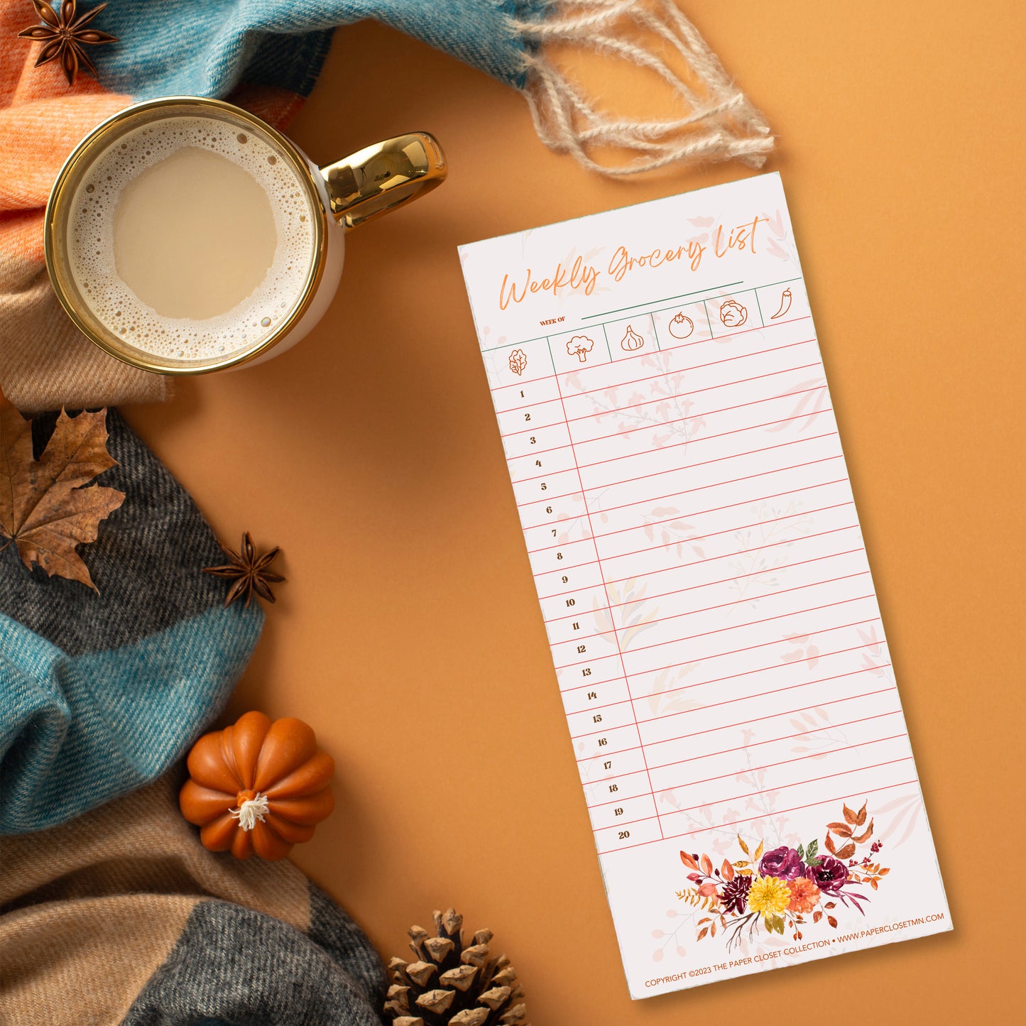 Autumn Weekly Grocery Notepad