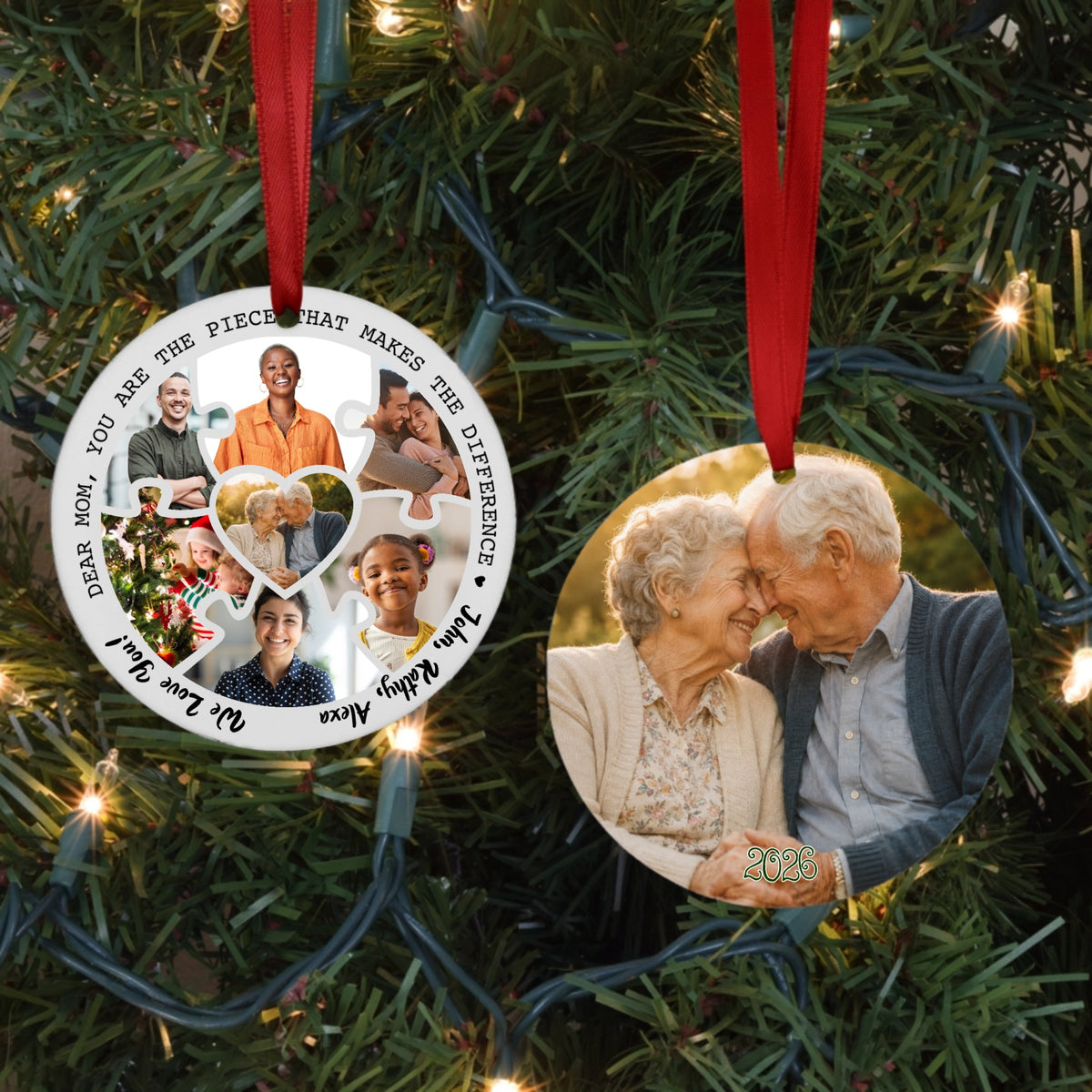 Mom Your the Piece of the Puzzle Porcelain Ornament