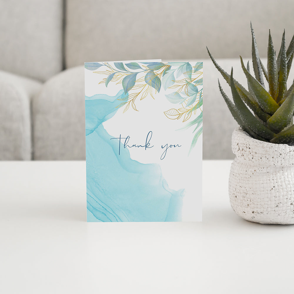 Blue Watercolor Thank You Card