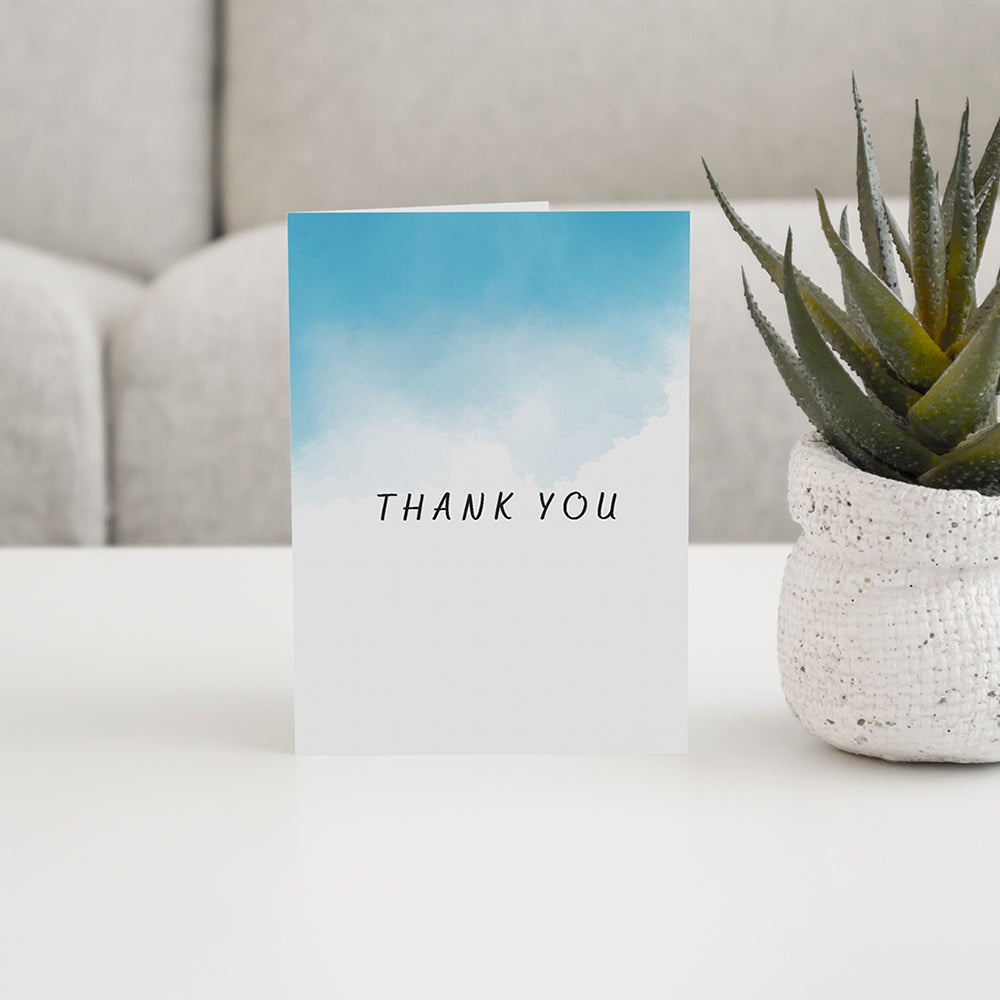 Blue Sky Watercolor Thank You Card