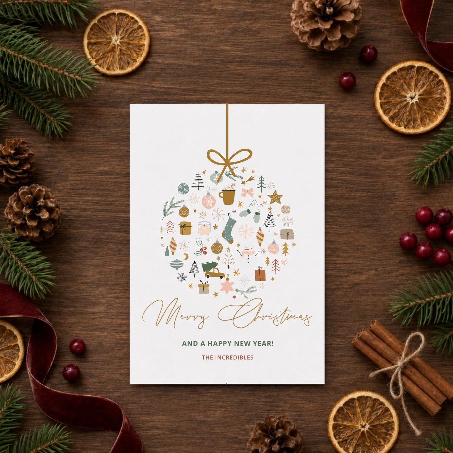 Ornament O'Plenty Folded Card with Envelopes