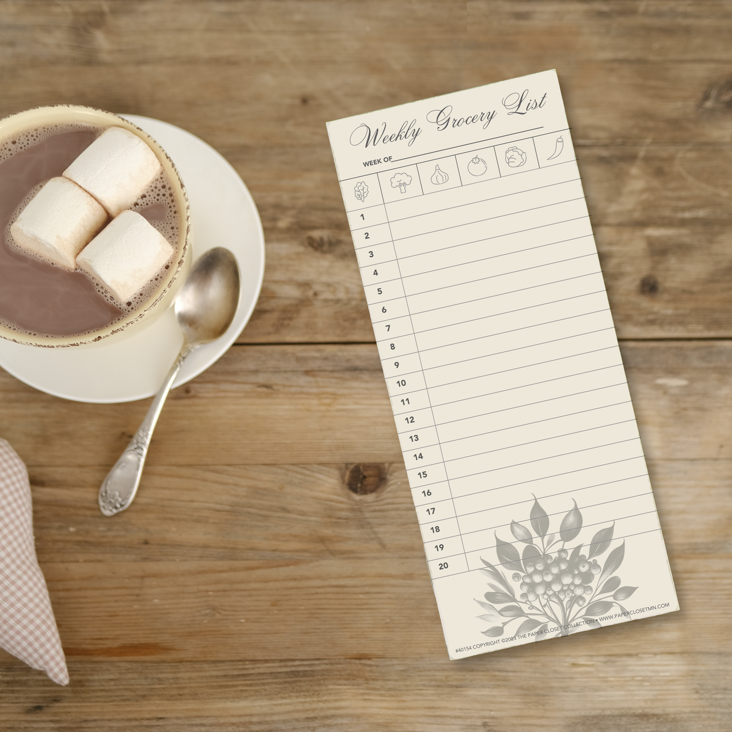 Winter Florals Grocery List Notepad