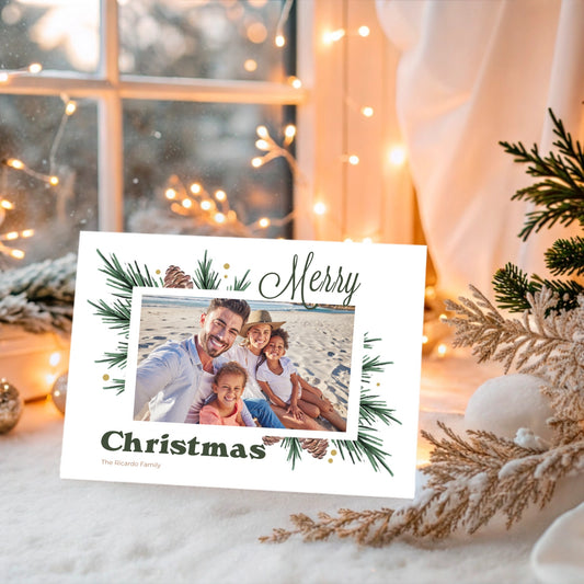 Firs and Pine Cones Photo Card with Envelopes