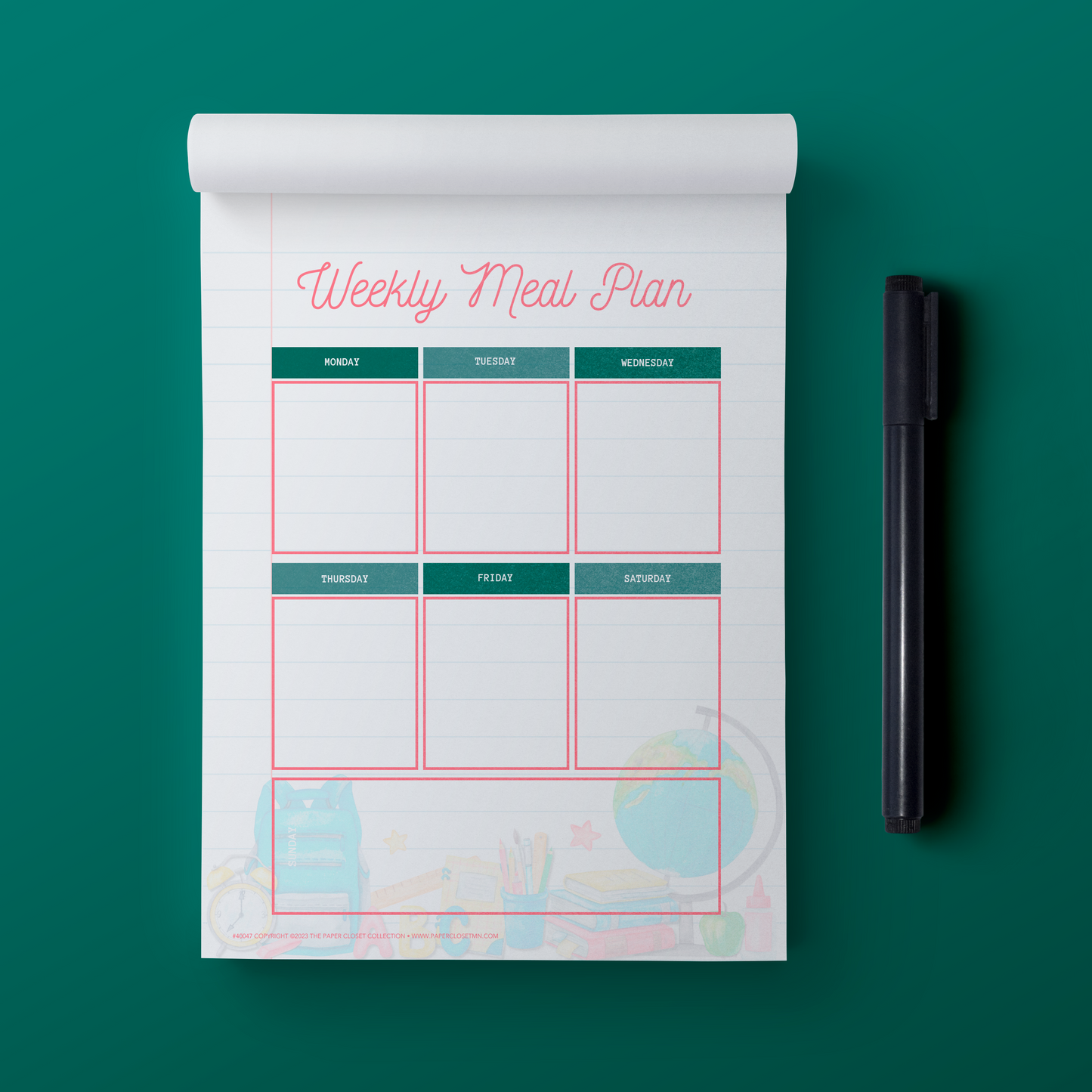 School Days Meal Planner Pad