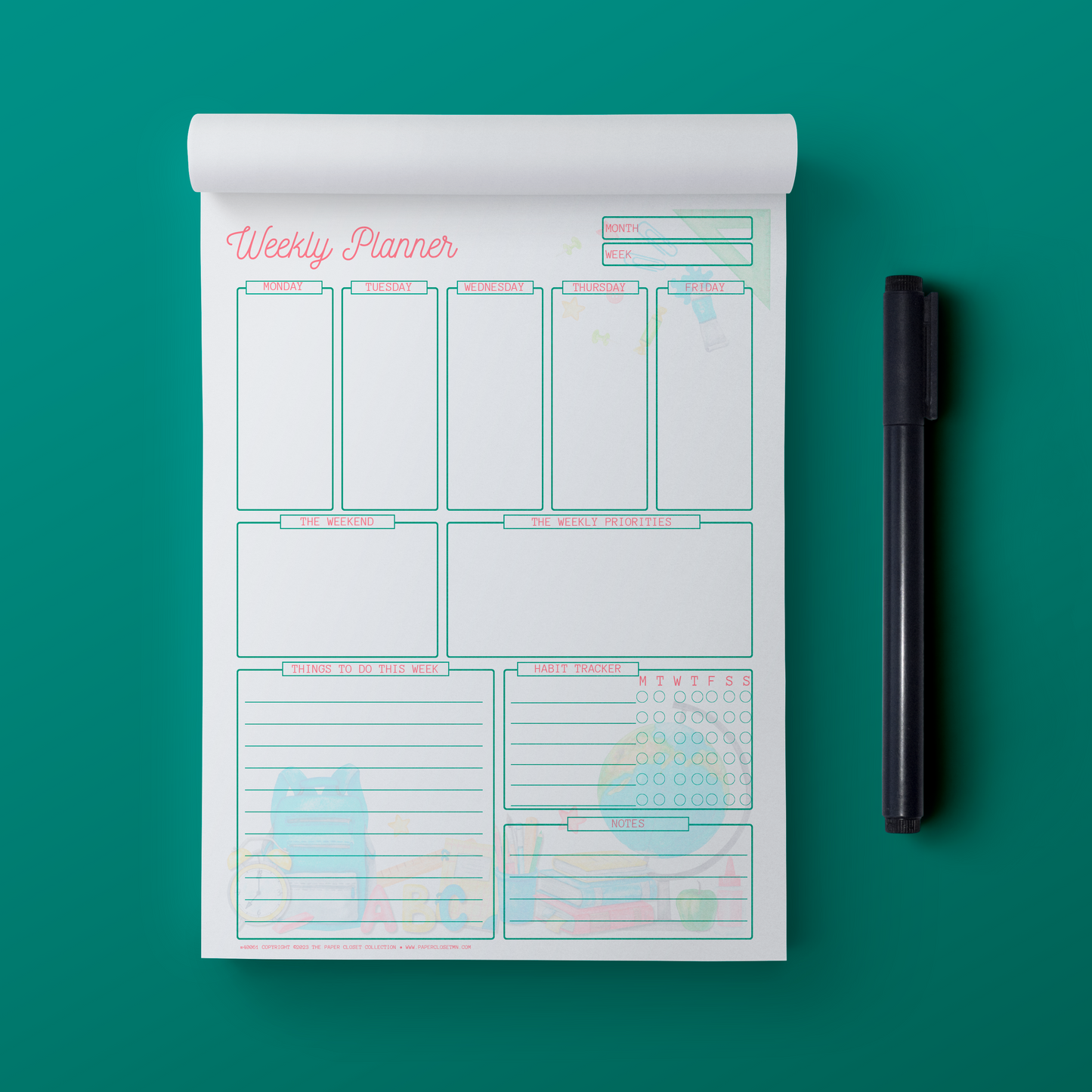 School Days Weekly Planner Pad