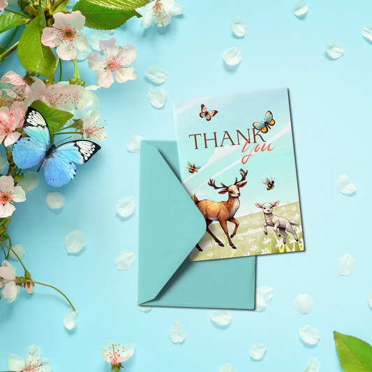 Spring Animals Thank You Card