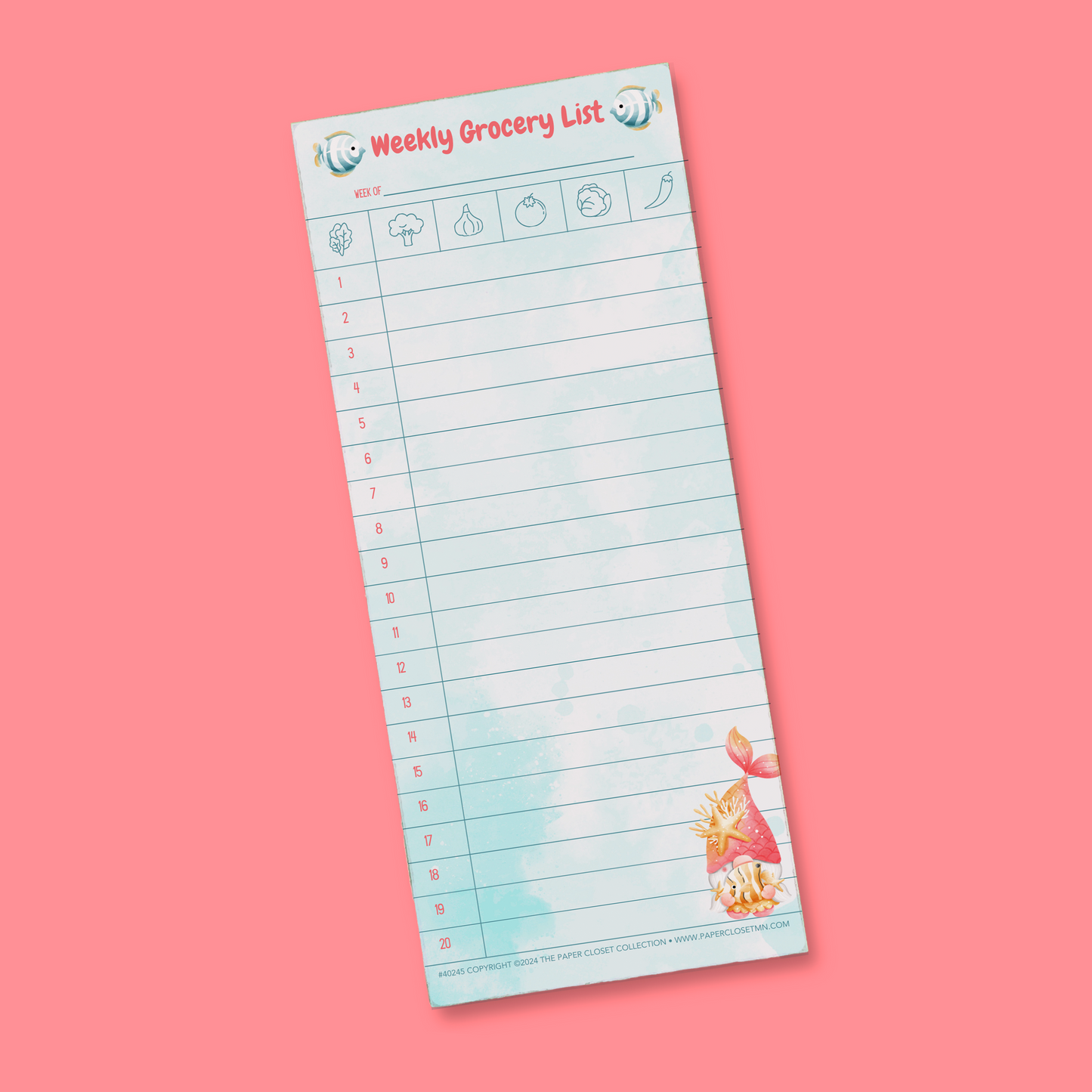 MerGnomes Weekly Grocery Notepad