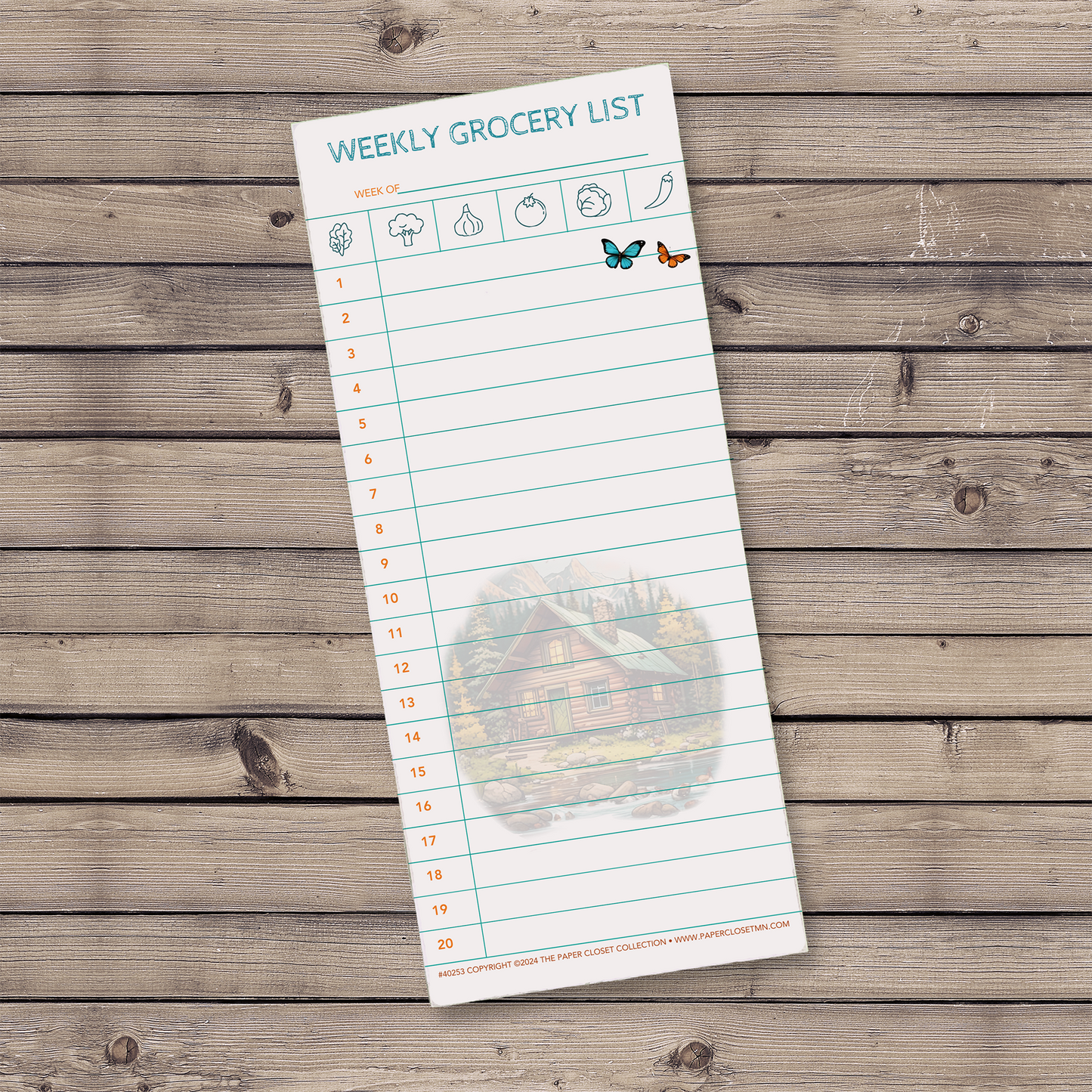 Summer Cabin Weekly Grocery Notepad