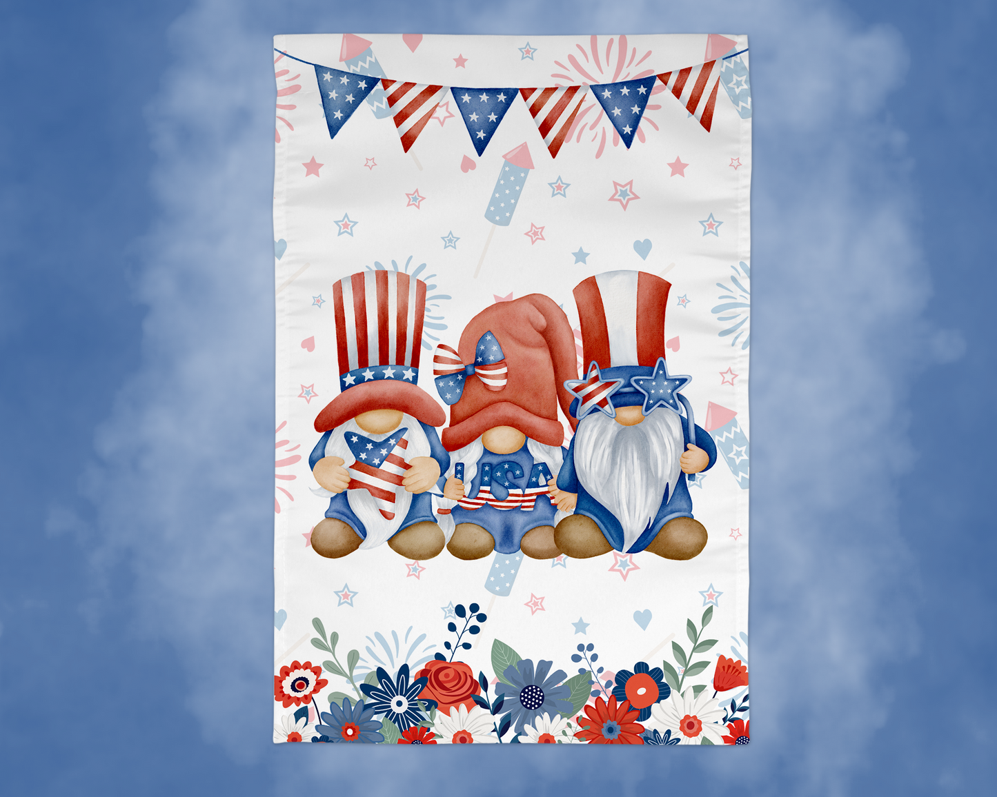 Patriotic Gnomes Garden Flag