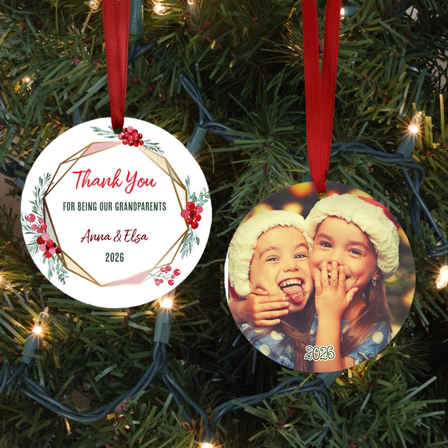 Golden Wreath Photo Ornament