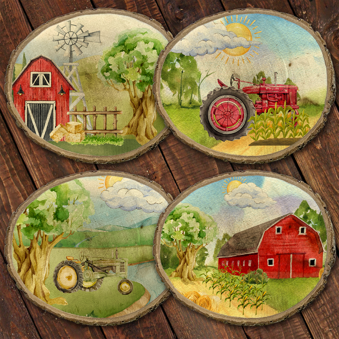 Rustic Wood Coaster Set