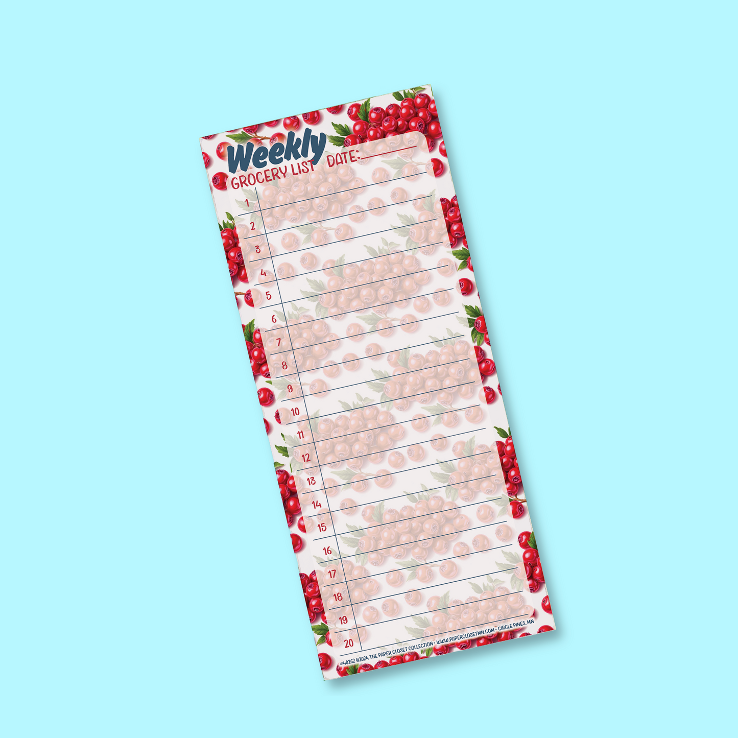 Winter Florals 2024 Weekly Grocery Notepad