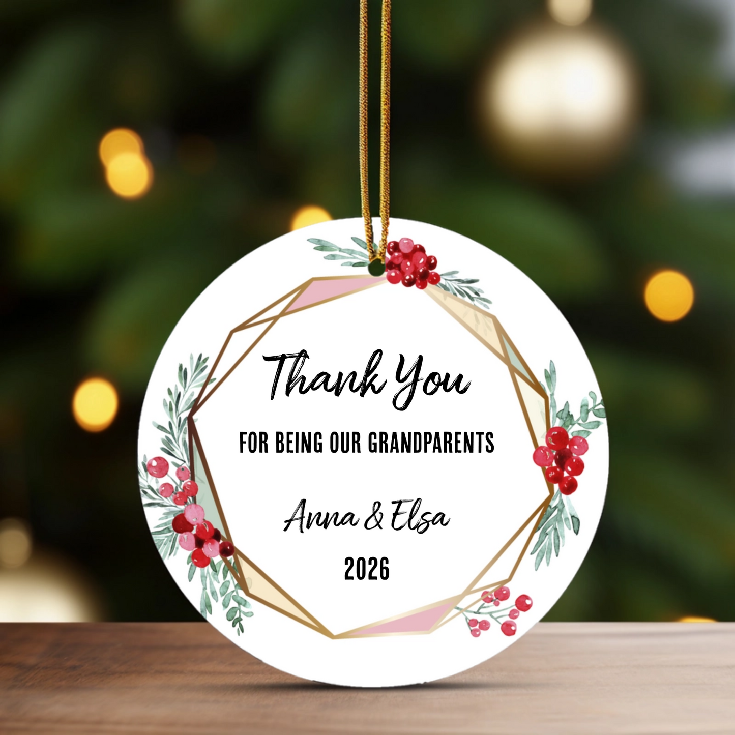 Golden Wreath Photo Ornament