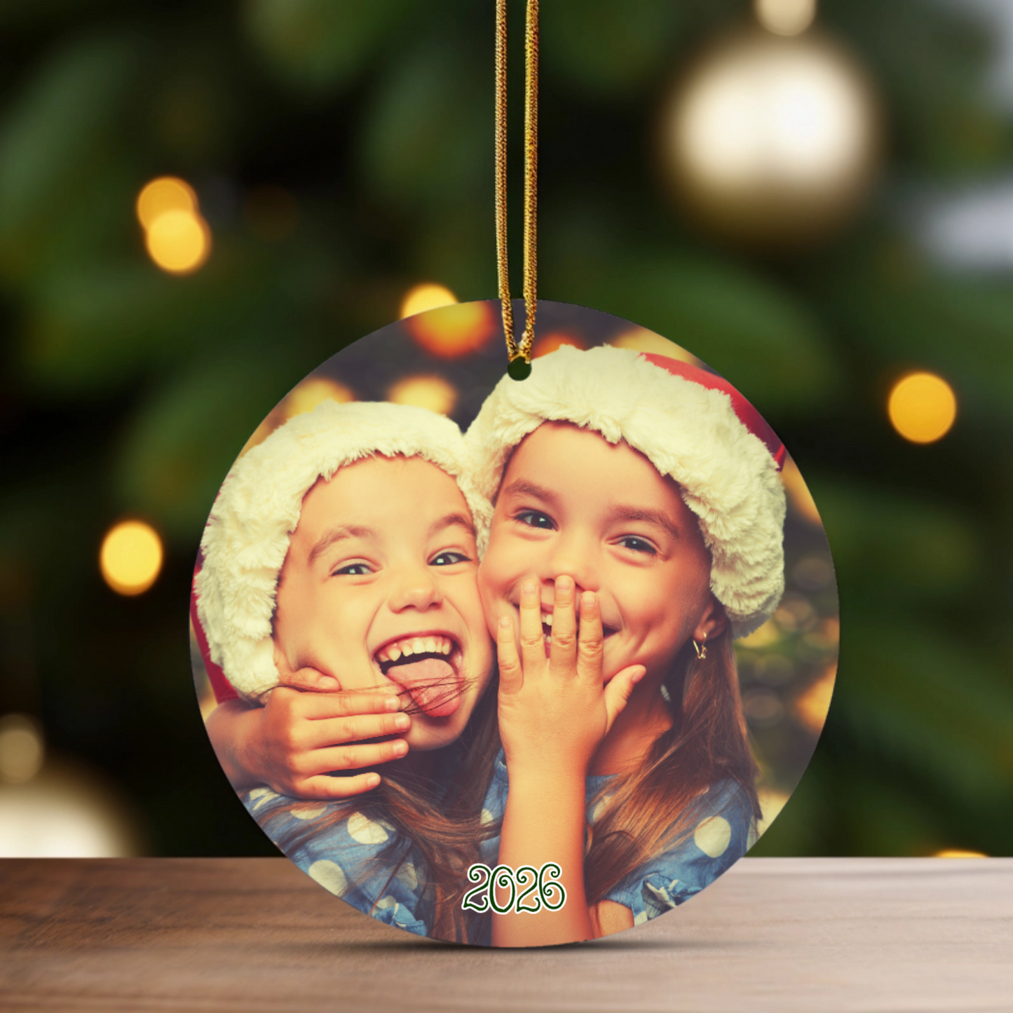 Golden Wreath Photo Ornament