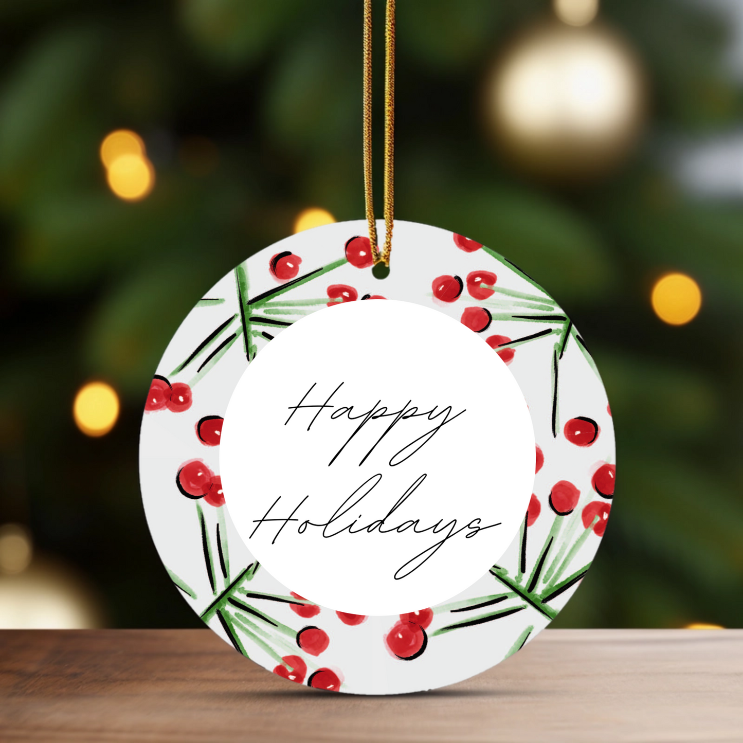Holly Berries Photo Ornament