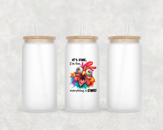 Cute and Funny Frosted Glasses with Bamboo Lid and Straw