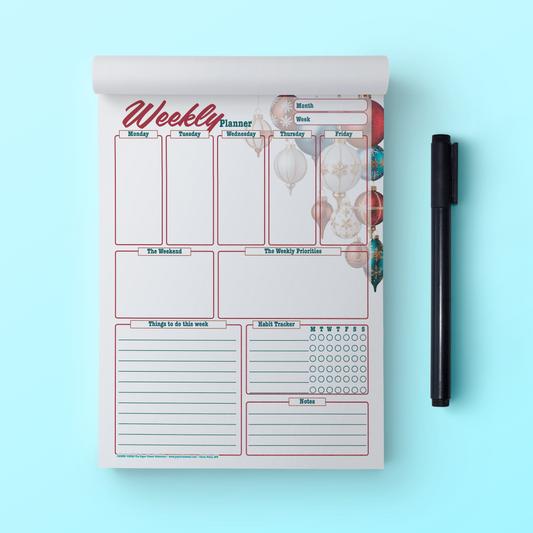 Vintage Ornaments Weekly Planner Checklist Notepad