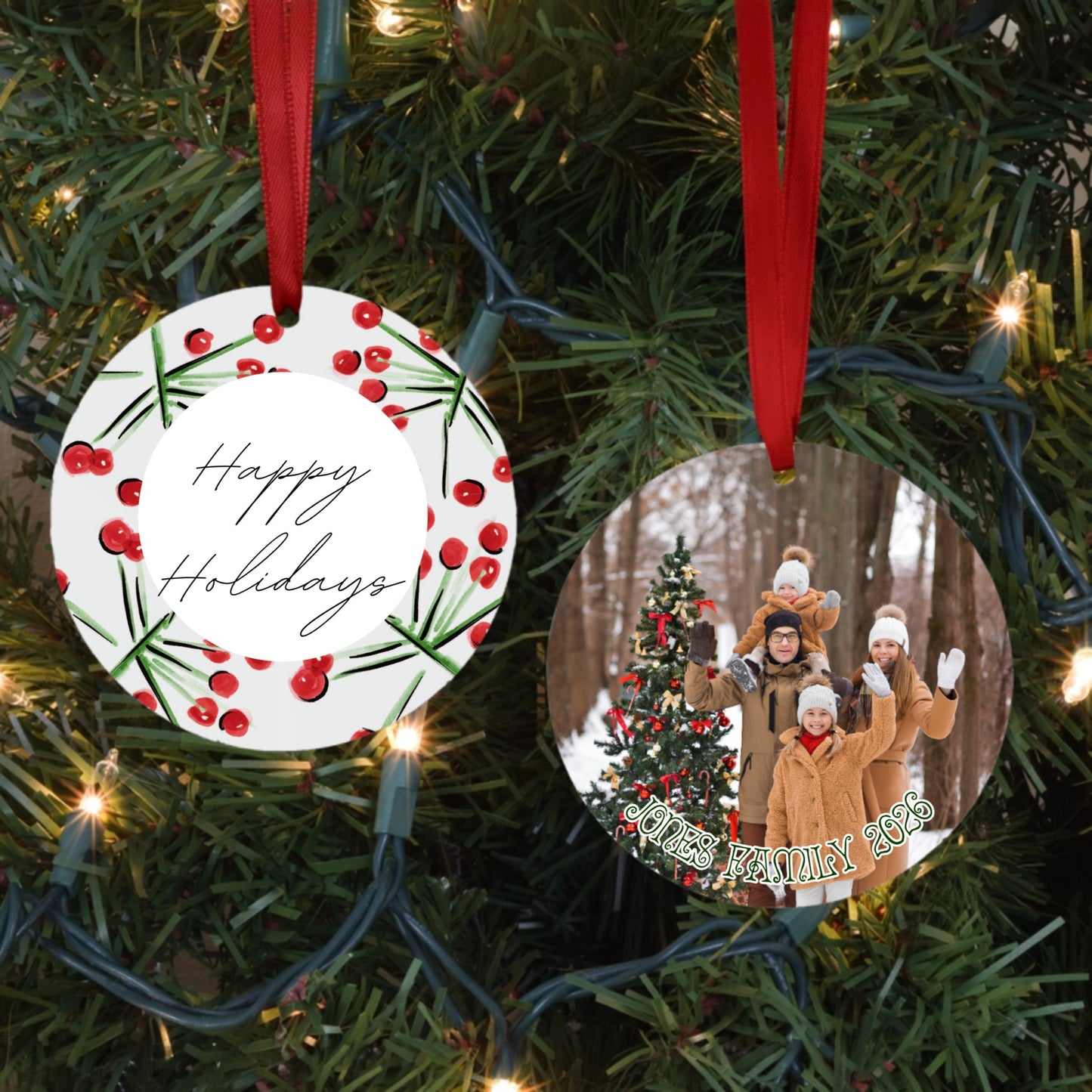 Holly Berries Photo Ornament