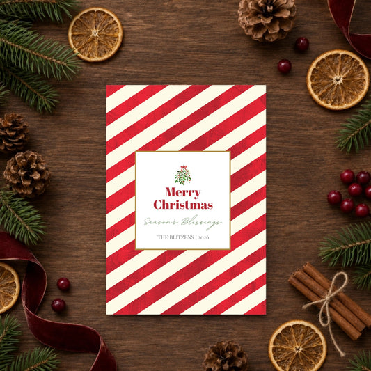 Candy Cane Love Folded Card with Envelopes