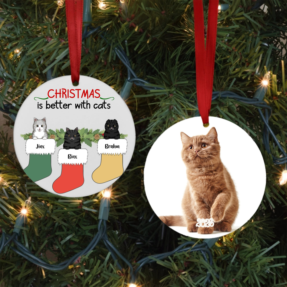 Christmas is Better with Cats Porcelain Ornament