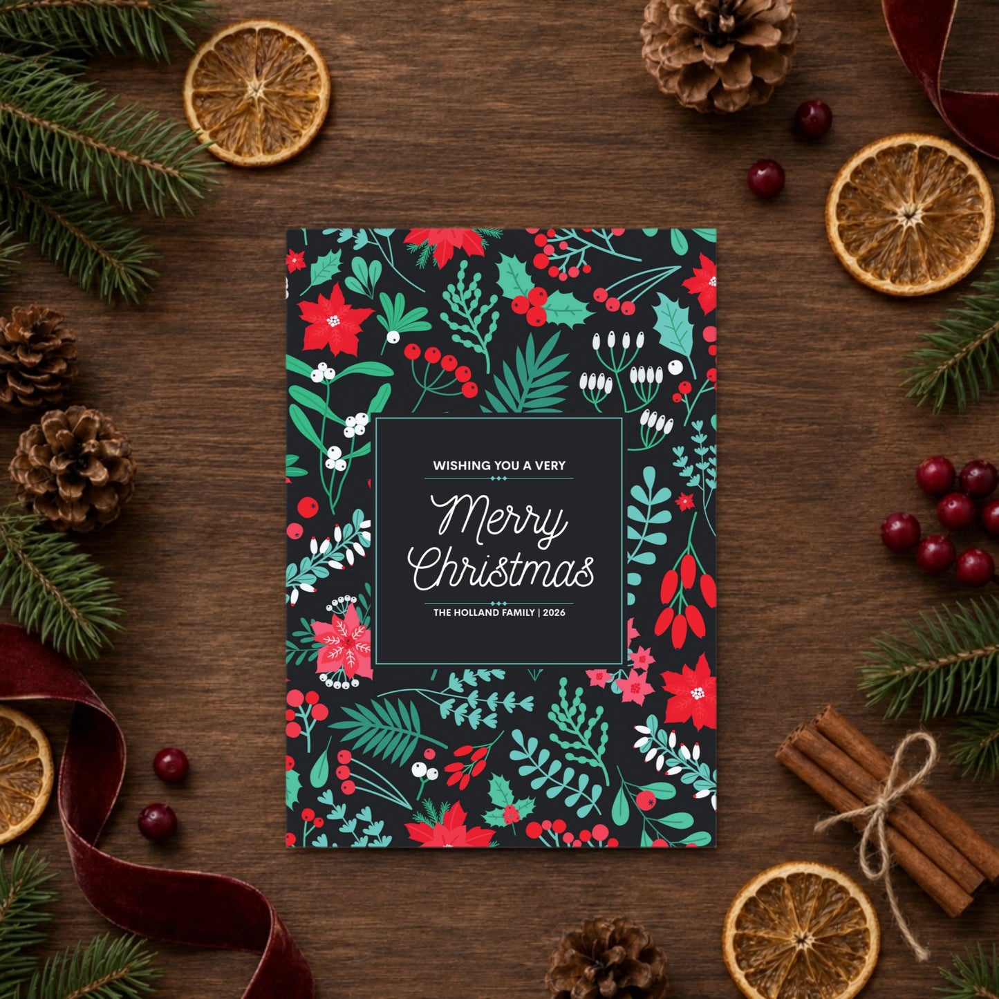 Merry Botanicals Folded Card with Envelopes