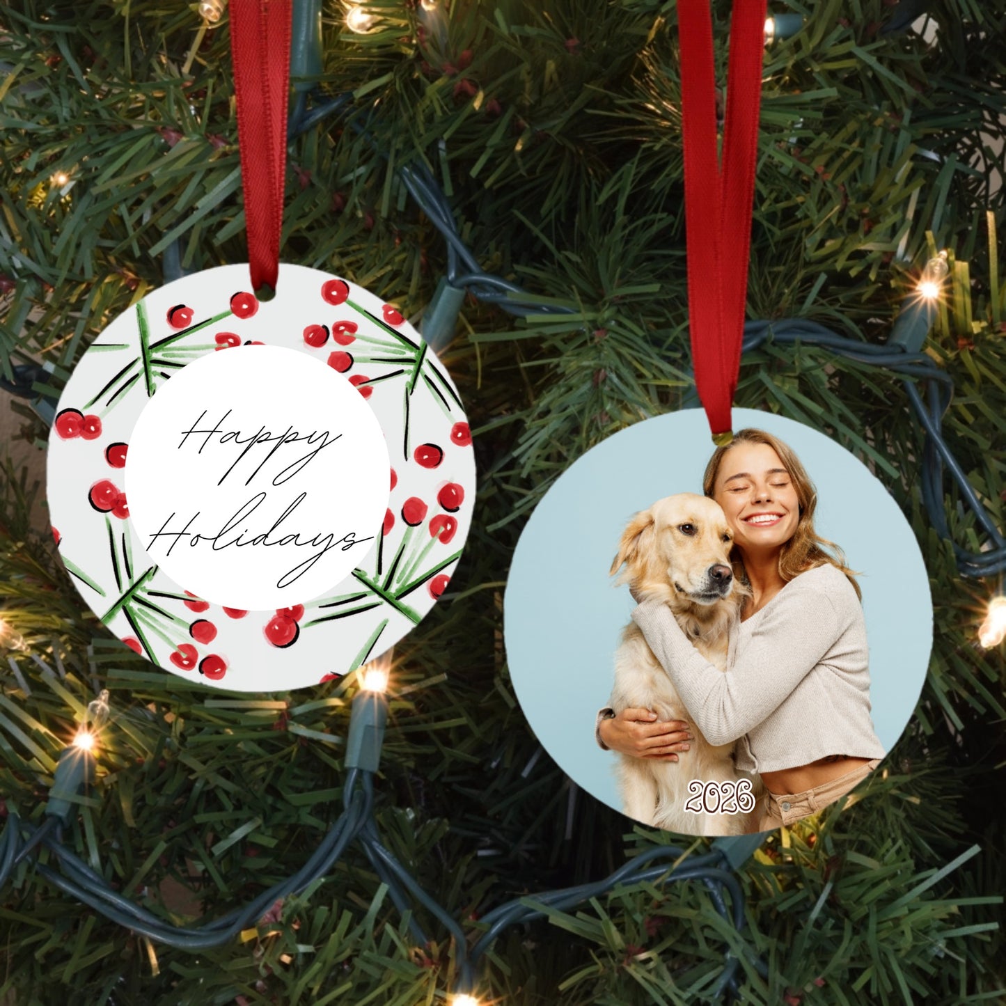 Holly Berries Photo Ornament