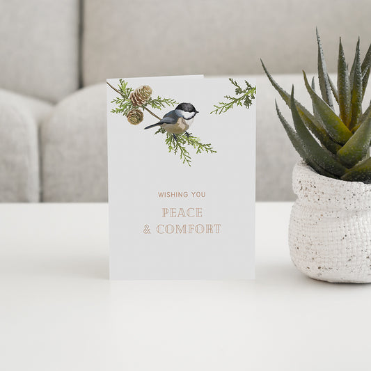 Wishing You Peace and Comfort Winter Bird Card